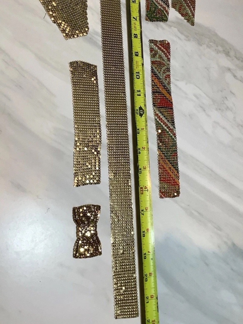 Lot Vintage Gold~Silver~Multicolor Flat Chain Mail Pieces Jewelry Findings - Picture 6 of 6